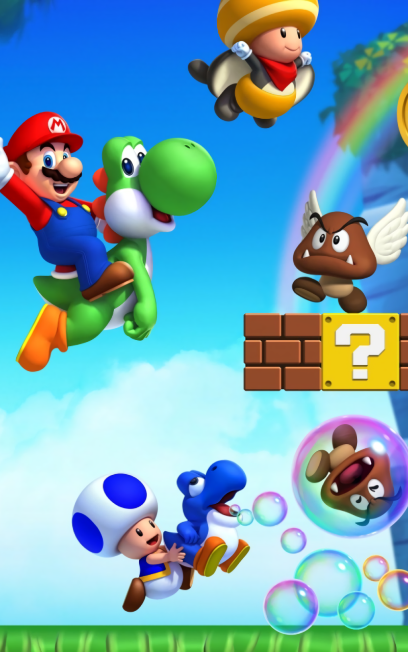 Download Yoshi Goomba Mario Nintendo Video Game New Super Mario Bros. U Phone Wallpaper