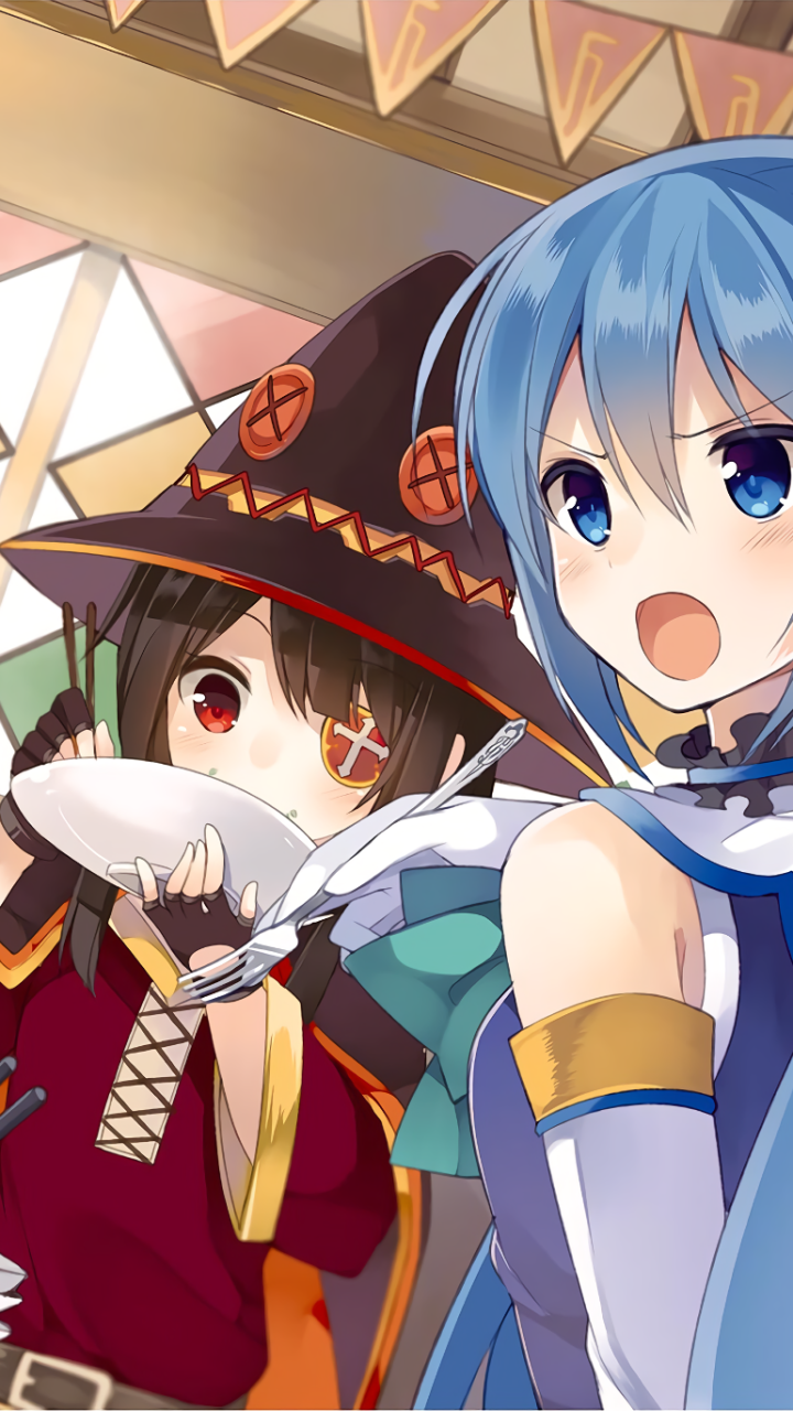 Download Aqua (KonoSuba) Megumin (KonoSuba) Anime KonoSuba - God’s Blessing On This Wonderful World!! Phone Wallpaper
