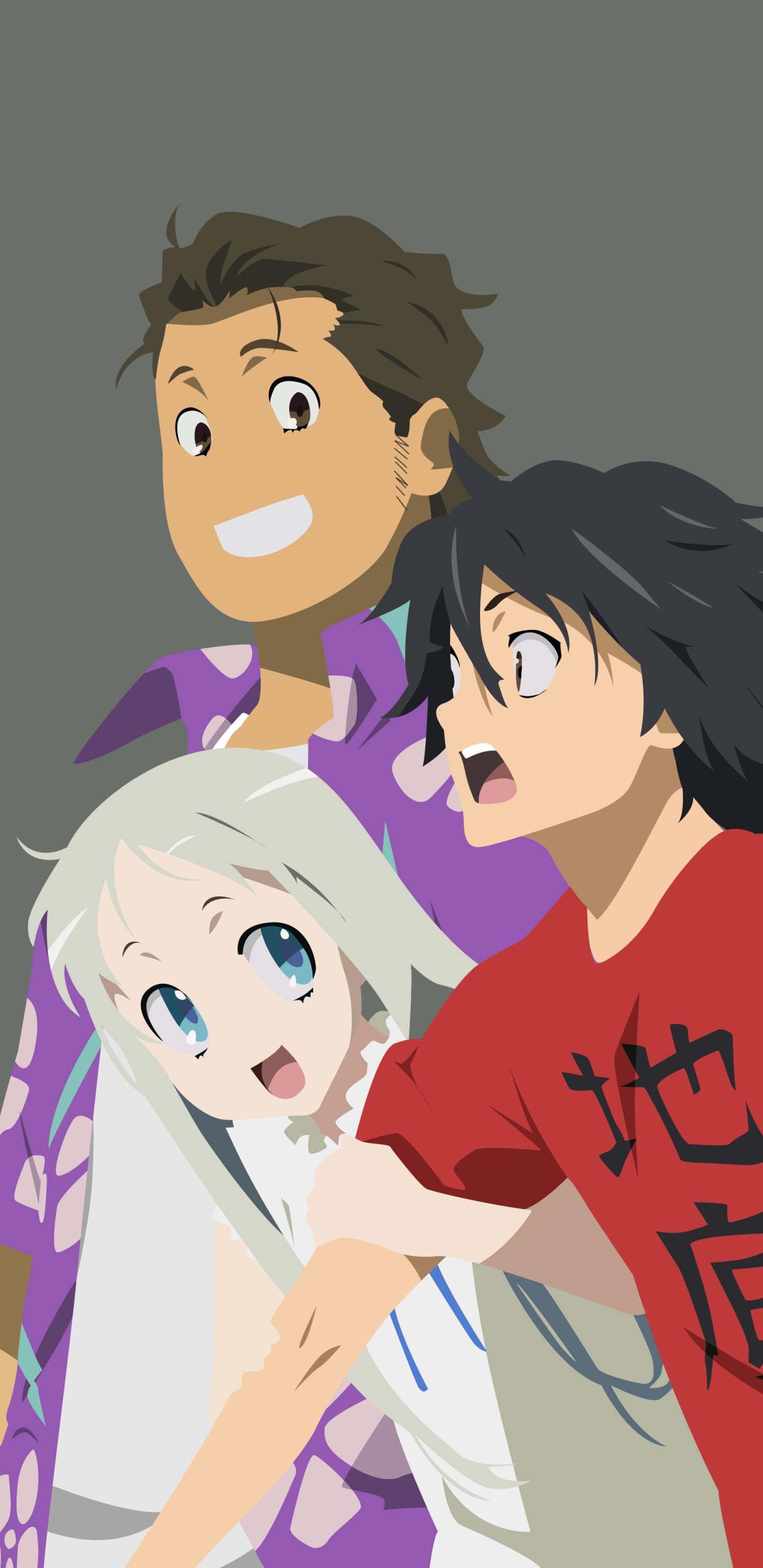 Download Minimalist Glasses Smile Tetsudou Hisakawa Jinta Yadomi Meiko Honma Anime Anohana Minimalist Anime Phone Wallpaper