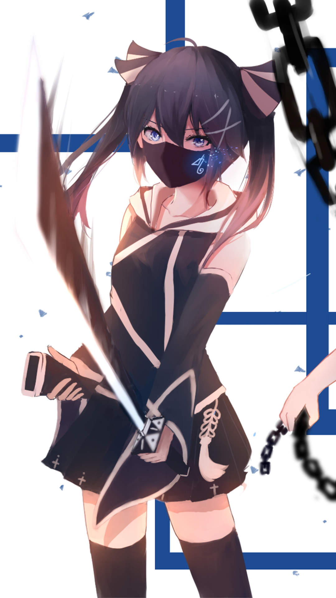 Download Weapon Skirt Twintails Blue Eyes Anime Original Phone Wallpaper