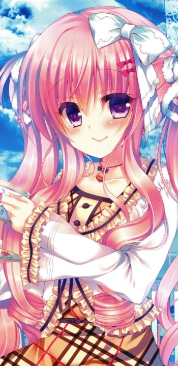 blush purple eyes pink hair twintails long hair Anime Original Phone Wallpaper