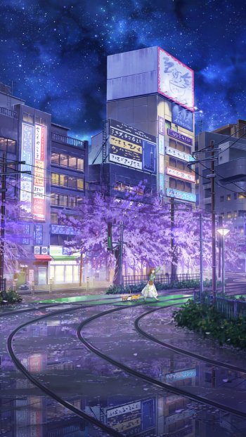 Anime city Phone Wallpaper