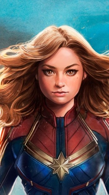 orange eyes blonde Carol Danvers Comic Captain Marvel Phone Wallpaper
