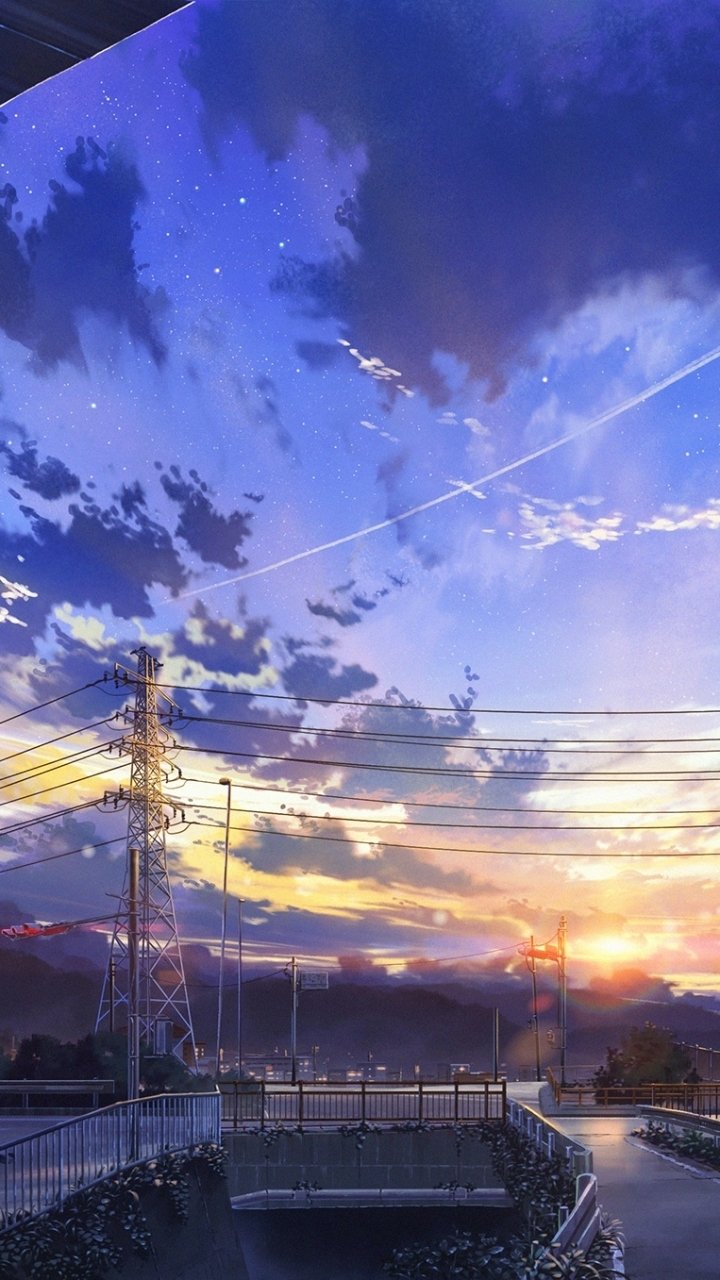 Download Anime Anime Sunset Phone Wallpaper