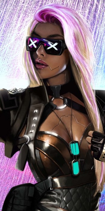 sunglasses cyborg blonde woman warrior Sci Fi cyberpunk Phone Wallpaper