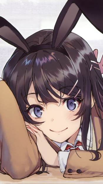 Mai Sakurajima animal ears blue eyes Anime Rascal Does Not Dream of Bunny Girl Senpai Phone Wallpaper