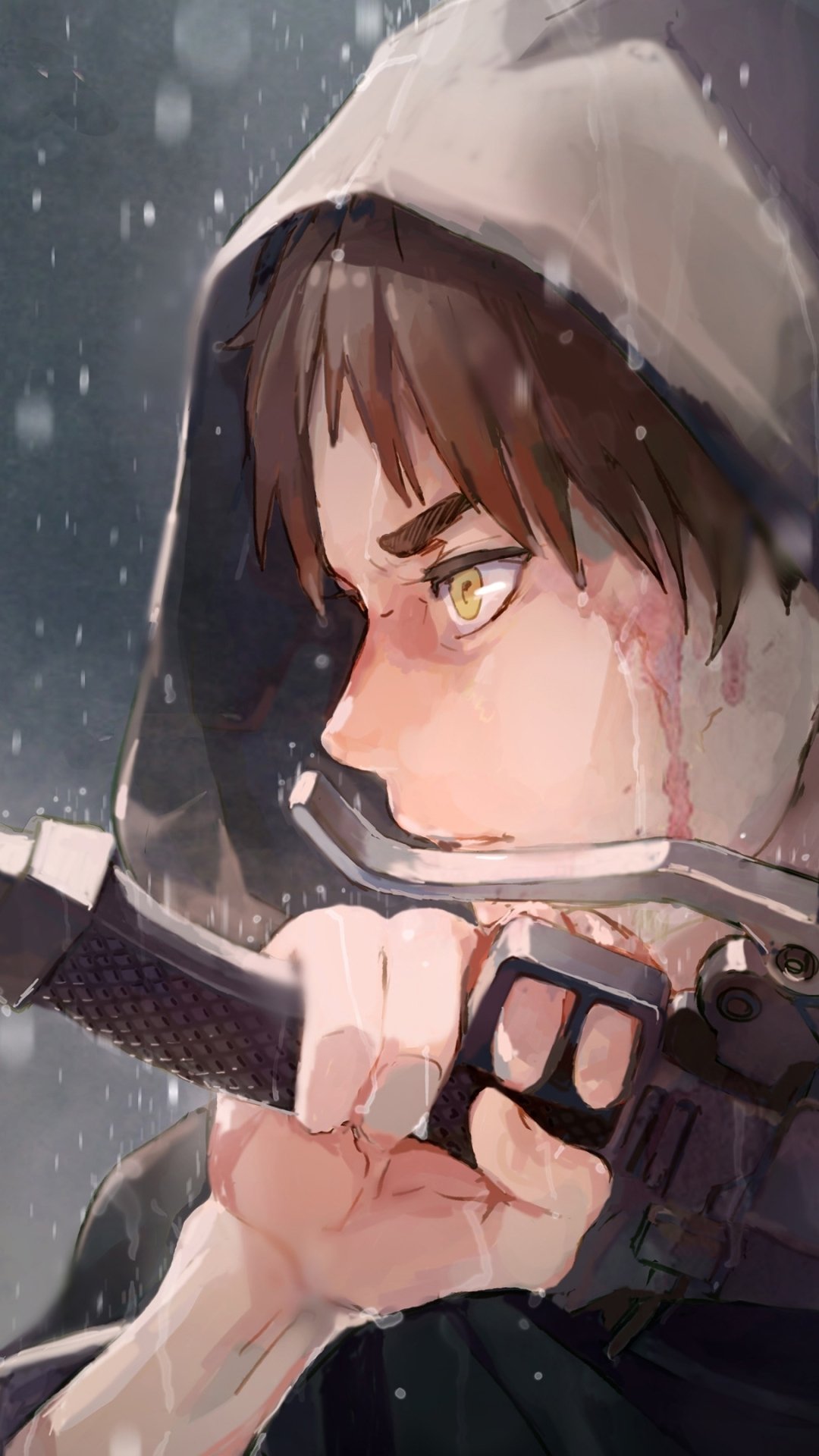 Download Yellow Eyes Brown Hair Sword Eren Yeager Anime Attack On Titan Phone Wallpaper