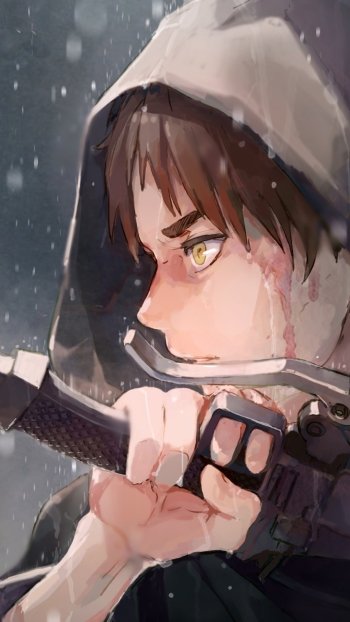 yellow eyes brown hair sword Eren Yeager Anime Attack on Titan Phone Wallpaper
