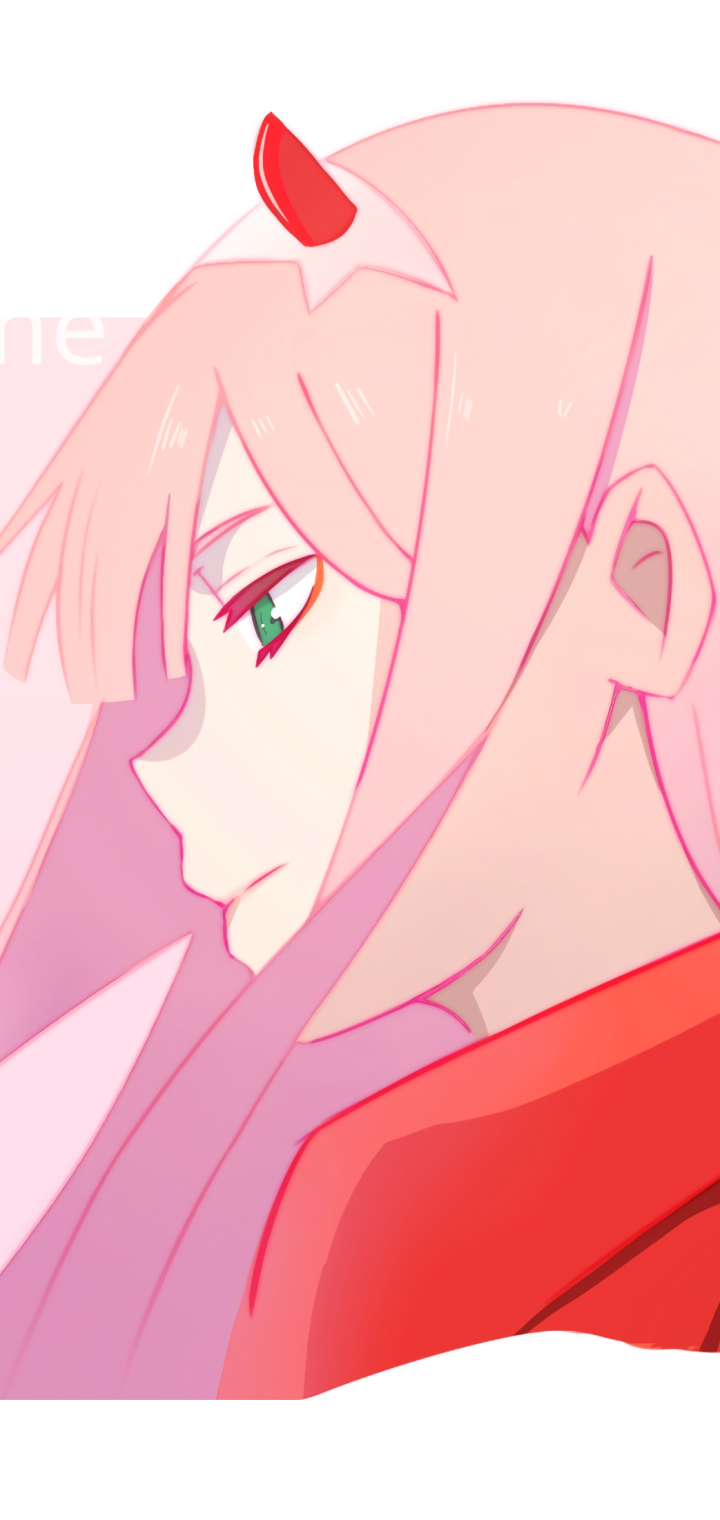 Download Horns Green Eyes Pink Hair Long Hair Zero Two (Darling In The FranXX) Anime Darling In The FranXX Phone Wallpaper