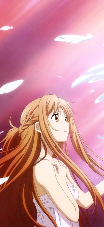 white dress brown hair long hair Asuna Yuuki Anime Sword Art Online II Phone Wallpaper