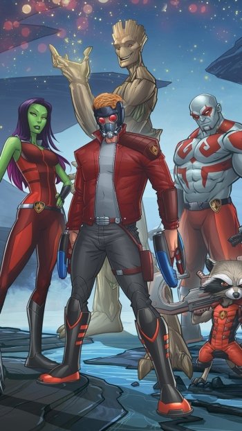 Drax The Destroyer Rocket Raccoon Groot Star Lord Gamora Comic Guardians of the Galaxy Phone Wallpaper
