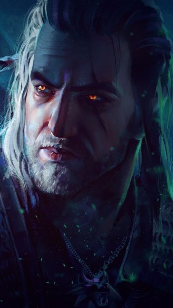 white hair face warrior orange eyes Geralt of Rivia video game The Witcher 3: Wild Hunt Phone Wallpaper