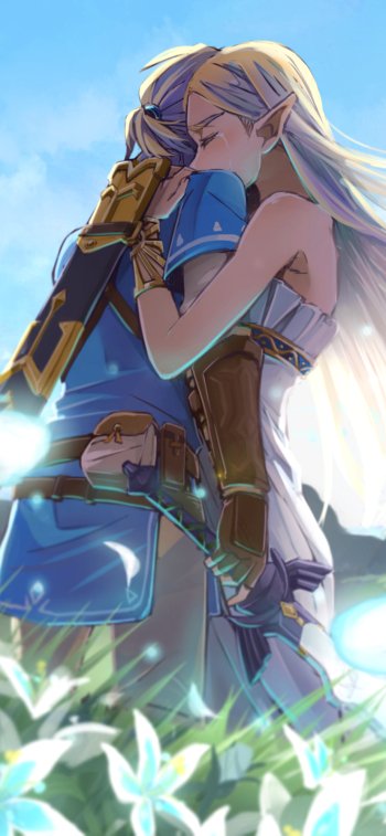 hug Princess Zelda Link video game The Legend of Zelda: Breath of the Wild Phone Wallpaper