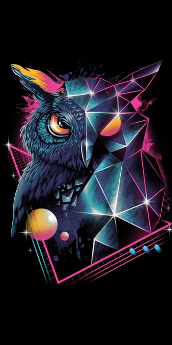 owl artistic retro Phone Wallpaper