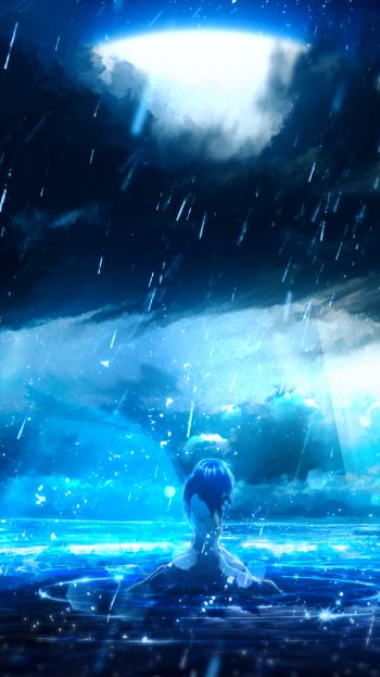 Anime rain Phone Wallpaper