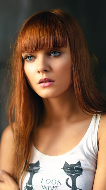 blue eyes redhead woman model Phone Wallpaper