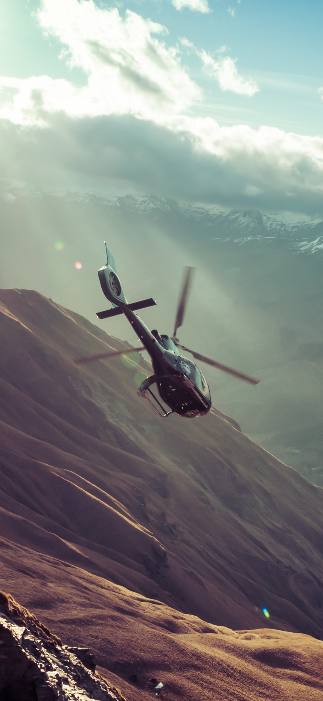 Helicopter Flying in Yellow Battlefield - Live Wallpaper - free download
