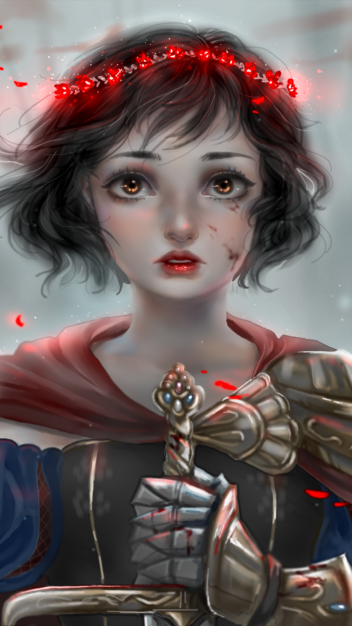 Download Snow White Lipstick Short Hair Black Hair Fantasy Woman Phone ...