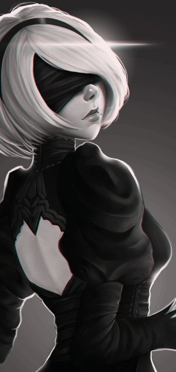 Black & White YoRHa No.2 Type B video game NieR: Automata Phone Wallpaper