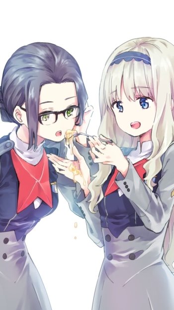 glasses uniform blue eyes green eyes blue hair white hair Ikuno (Darling in the FranxXX) Kokoro (Darling in the FranxXX) Anime Darling in the FranXX Phone Wallpaper