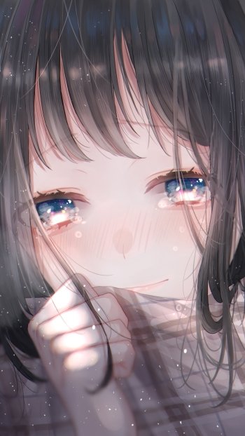 tears blue eyes brown hair Anime Original Phone Wallpaper