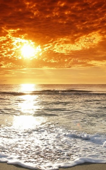 sand wave ocean sky sun cloud water nature beach Ocean Waves Phone Wallpaper