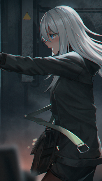 blue eyes gun white hair long hair Anime Original Phone Wallpaper