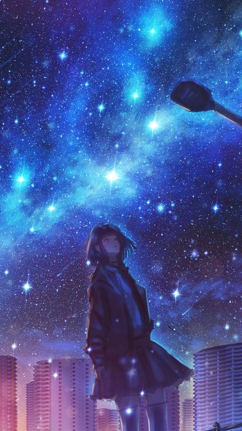 starry sky Anime night anime night Phone Wallpaper