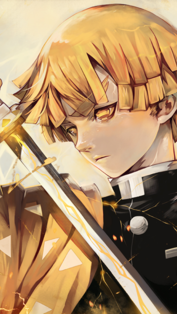 Zenitsu Agatsuma Anime Demon Slayer: Kimetsu no Yaiba Phone Wallpaper