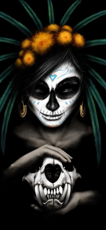 skull artistic sugar skull Phone Wallpaper