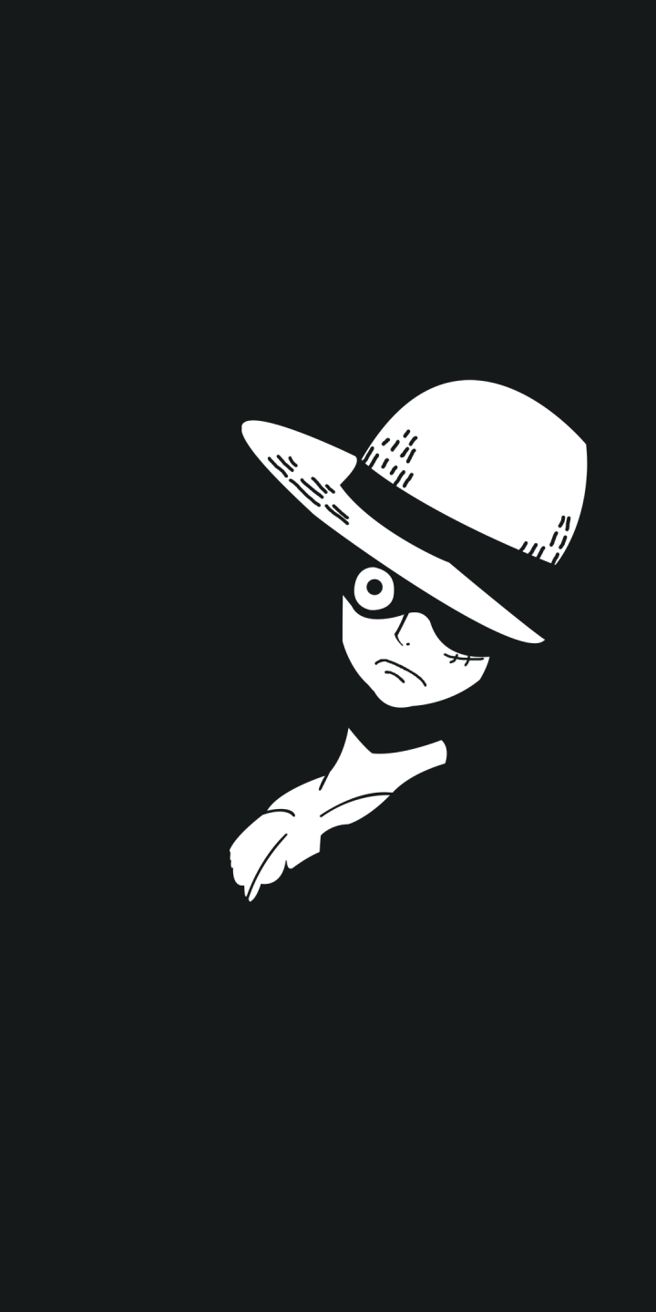 Download White Black Straw Hat Monkey D. Luffy Anime One Piece Black Anime White Anime Phone Wallpaper