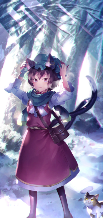 Chen (Touhou) Anime Touhou Phone Wallpaper