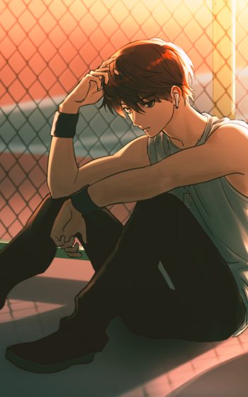 Anime boy anime boy anime sunset Phone Wallpaper