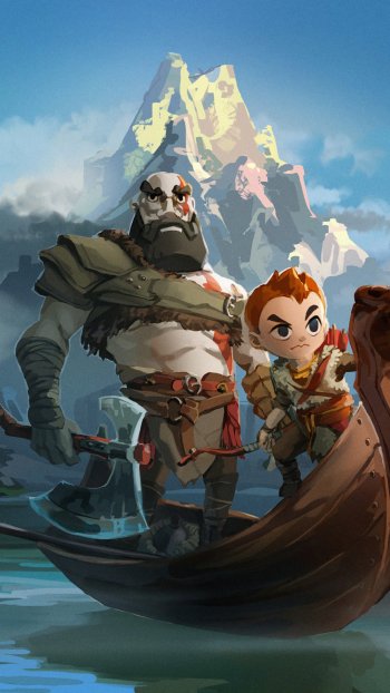 Kratos (God Of War) Atreus (God Of War) boat video game God of War Phone Wallpaper