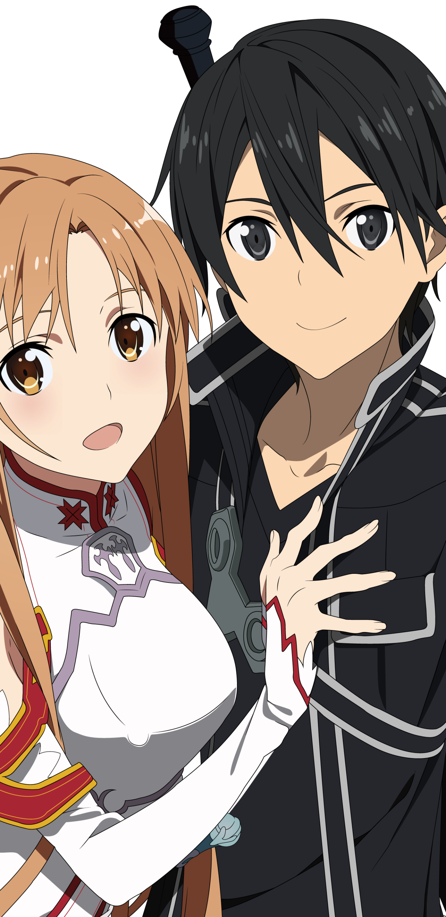Download Couple Brown Eyes Brown Hair Black Hair Black Eyes Asuna Yuuki Kazuto Kirigaya Kirito (Sword Art Online) Anime Sword Art Online Anime Couple Kirito And Asuna Phone Wallpaper