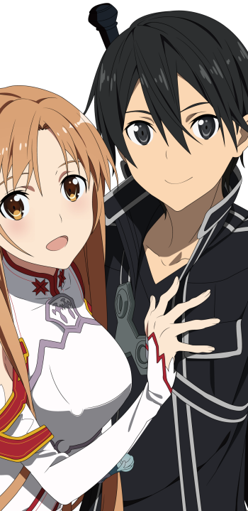 couple brown eyes brown hair black hair black eyes Asuna Yuuki Kazuto Kirigaya Kirito (Sword Art Online) Anime Sword Art Online anime couple Kirito And Asuna Phone Wallpaper