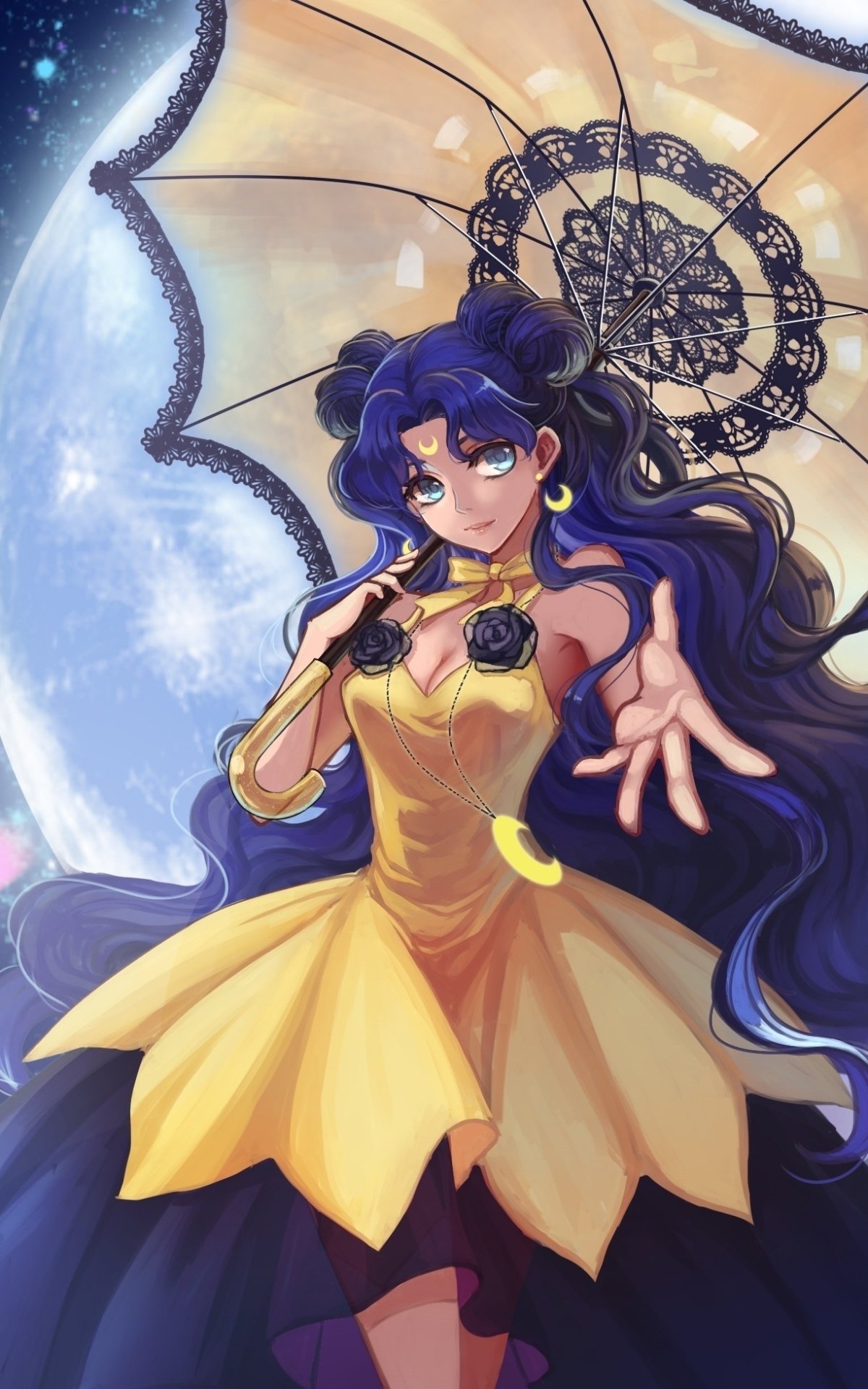 Download Moon Umbrella Dress Anime Sailor Moon Phone Wallpaper