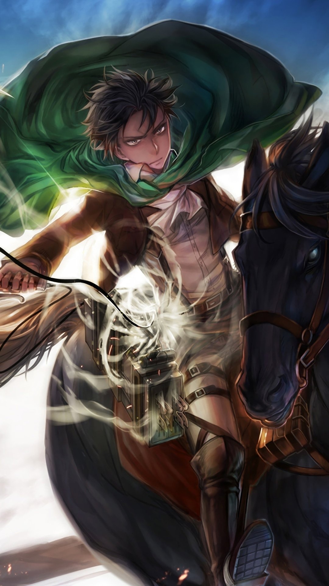 Download Black Hair Horse Levi Ackerman Anime Attack On Titan Phone Wallpaper