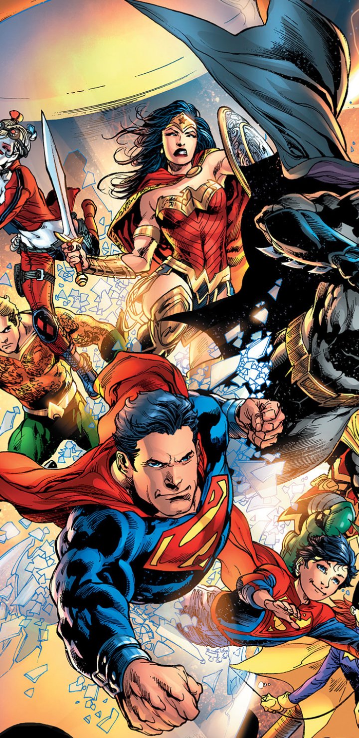 Download Jon Kent Flash Aquaman Harley Quinn Green Lantern Superboy Wonder Woman Batman Superman DC Comics Comic DC: Rebirth Phone Wallpaper