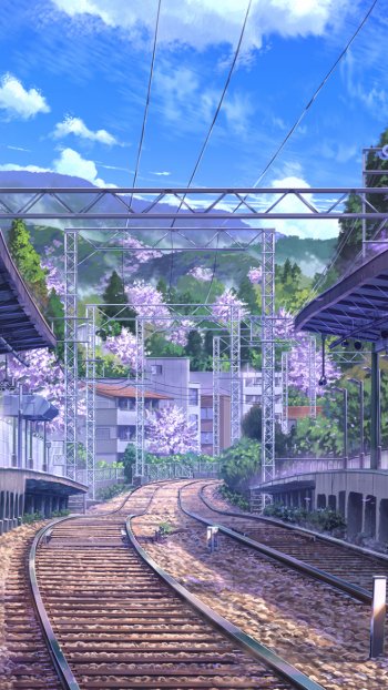 train station Anime Original Phone Wallpaper