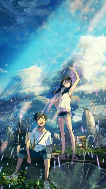 Hina Amano Hodaka Morishima Tenki no ko Anime Weathering with You Phone Wallpaper