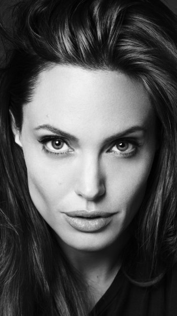 monochrome Celebrity Angelina Jolie Phone Wallpaper