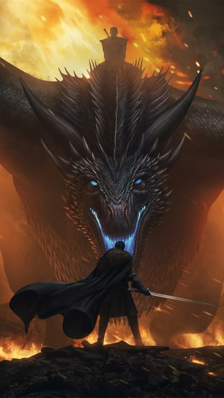 Download Sword Warrior Jon Snow Dragon Night King (Game Of Thrones) TV Show Game Of Thrones Phone Wallpaper