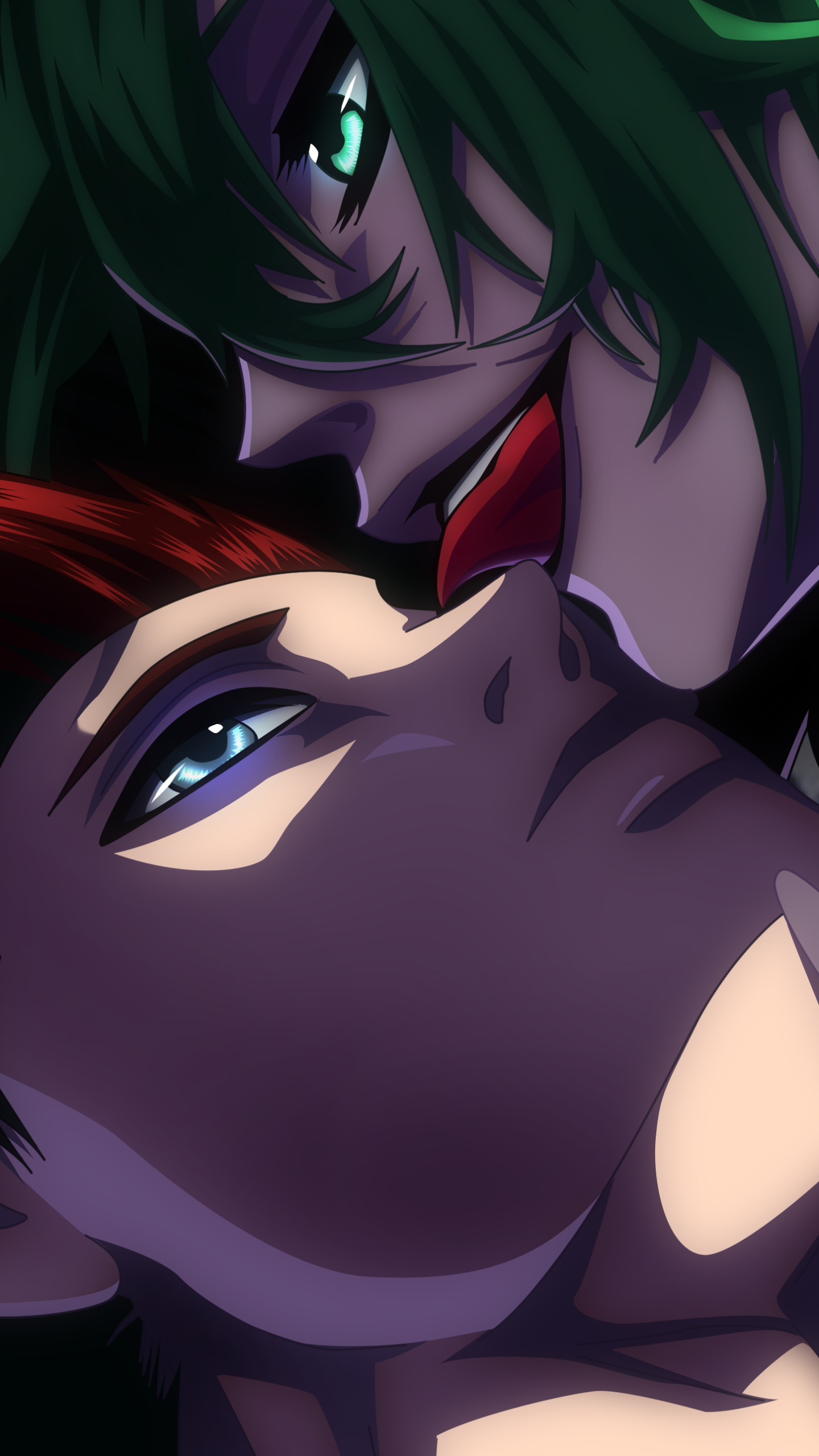 Download Tokyo Ghoul Blue Eyes Red Hair Green Hair Green Eyes Close-up Eto Yoshimura Ken Kaneki Anime Tokyo Ghoul:re Phone Wallpaper