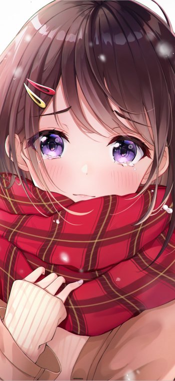 brown hair purple eyes Anime Original Phone Wallpaper