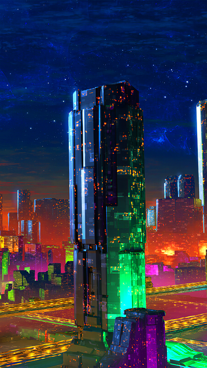 Sci Fi City Phone Wallpaper by Elias Stern