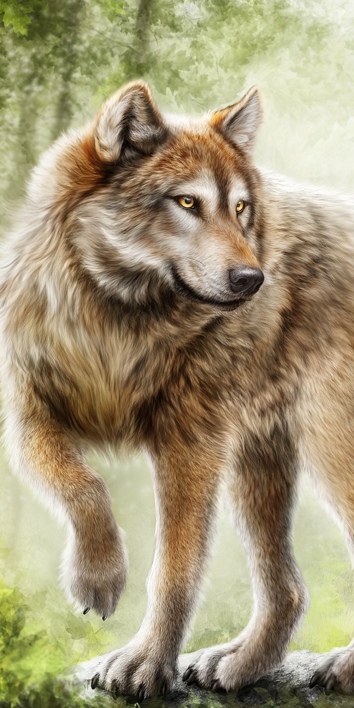 Download Painting Animal Wolf Phone Wallpaper