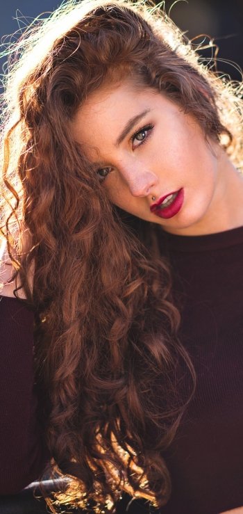 lipstick redhead woman model Phone Wallpaper