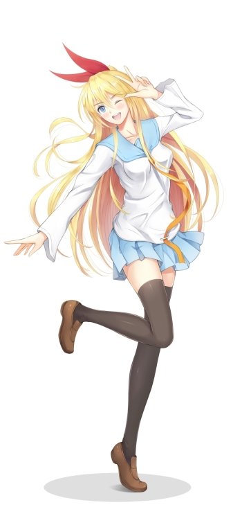 skirt blue eyes wink long hair blonde school uniform Chitoge Kirisaki Anime Nisekoi Phone Wallpaper