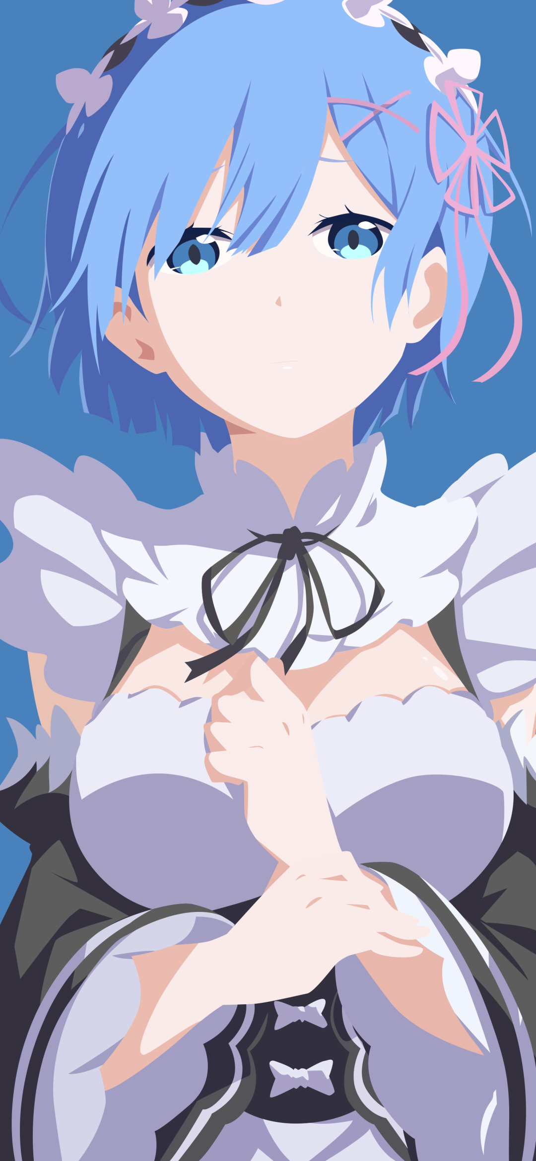 Download Headband Minimalist Maid Short Hair Blue Eyes Blue Hair Rem (Re:ZERO) Anime Re:Zero - Starting Life In Another World Minimalist Anime Phone Wallpaper